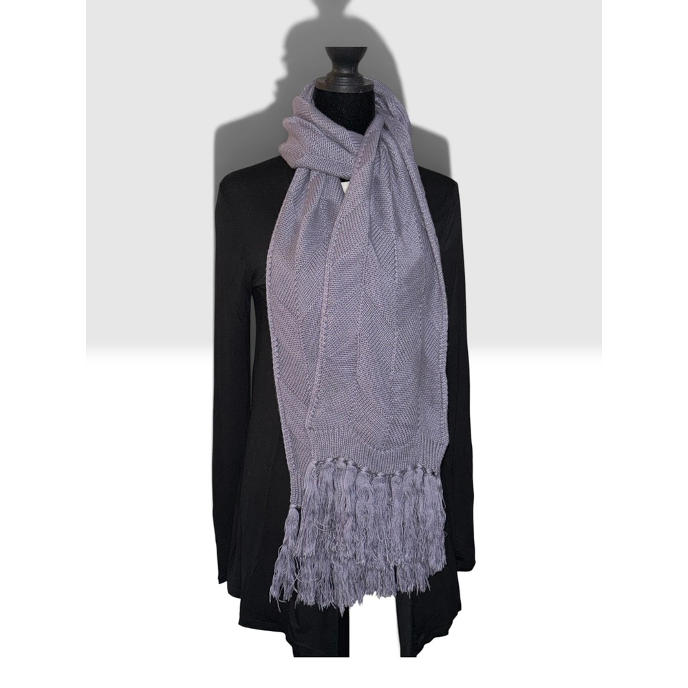 Banana Republic Purple Chevron Knit Fringe Scarf Rabbit Hair Blend One Size - Picture 2 of 5